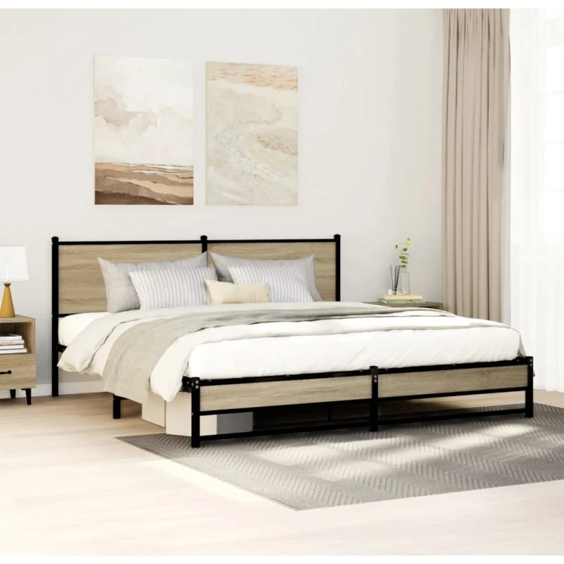 Sengeramme 180x200 cm i metal - Sonoma-eg