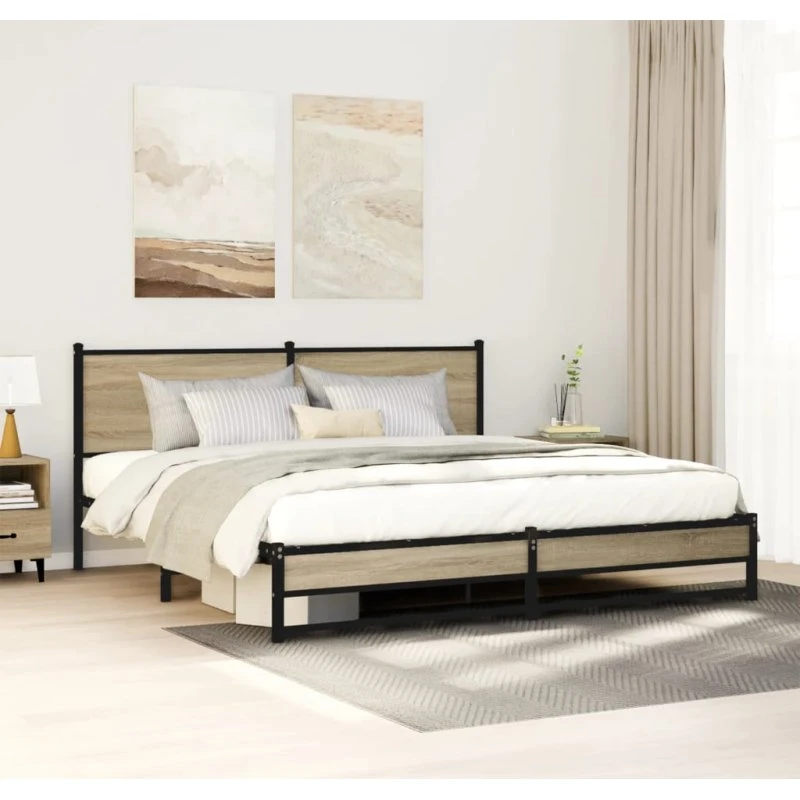 Sengeramme 180x200 cm i metal - Sonoma-eg