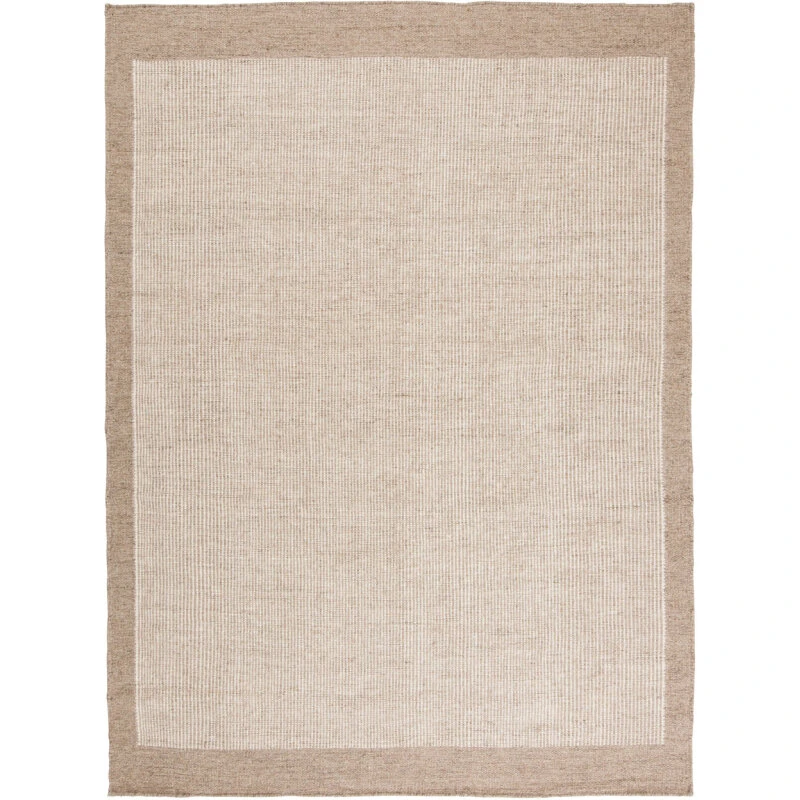 Burano uldtæppe i ren uld, melange neutral med kontrastkant