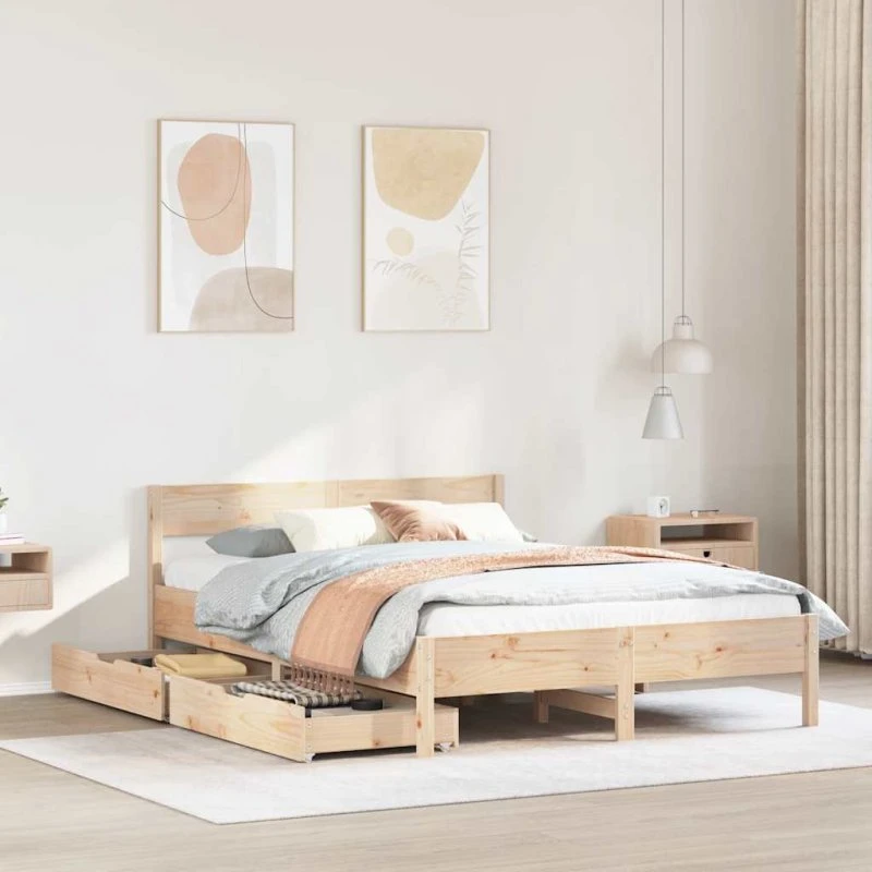 Sengeramme i massivt fyrretræ 150x200 cm (uden madras)