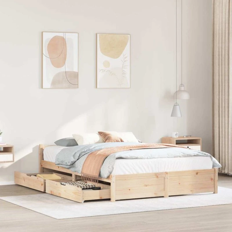 Sengeramme i massivt fyrretræ 150x200 cm (uden madras)