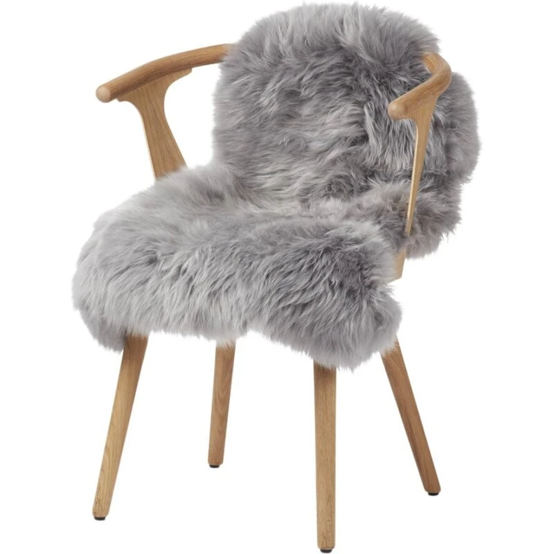 Nordic Sheep Merino lammeskind, langhåret 90x60 cm, lysegrå