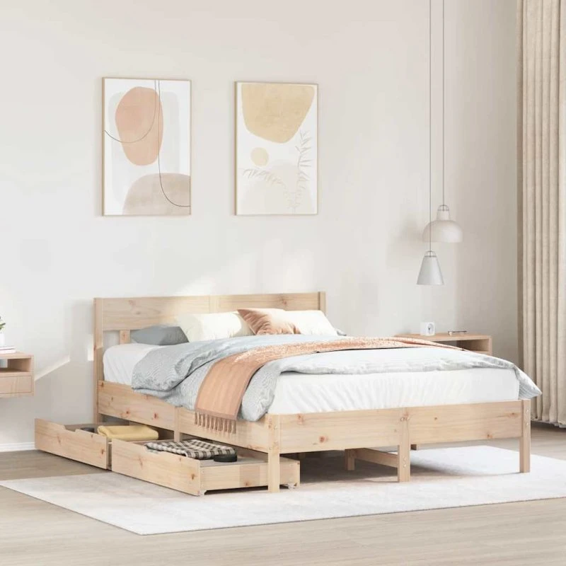 Sengeramme i massivt fyrretræ 140x190 cm (uden madras)