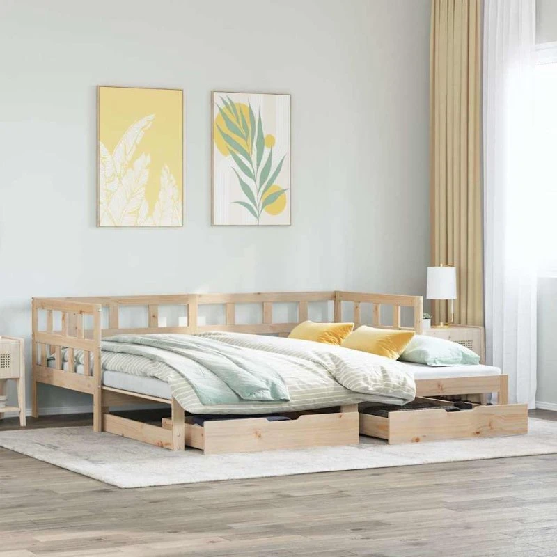 Daybed med udtræk og skuffer 80x200 cm (uden madras)