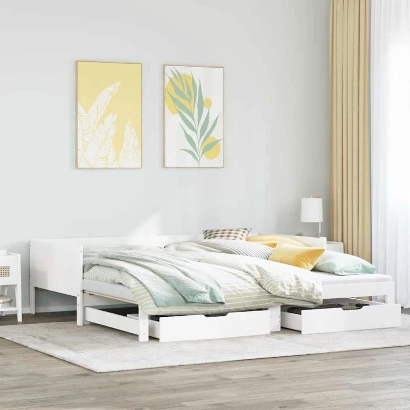 Daybed med udtræk & skuffer 80x200 cm – hvid