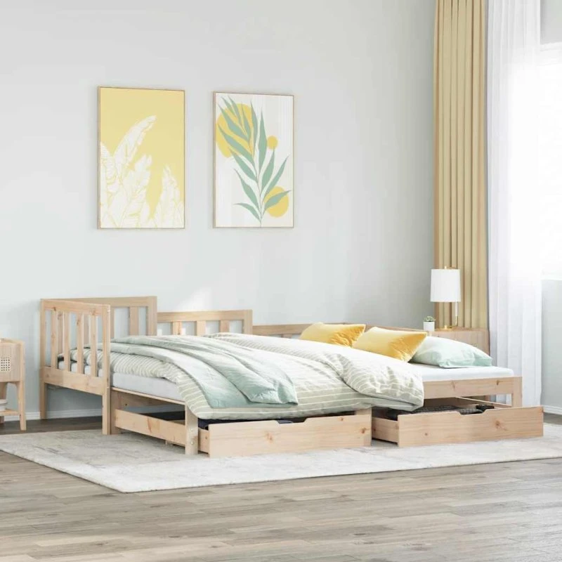 Daybed med udtræk og skuffer 90x190 cm (uden madras)