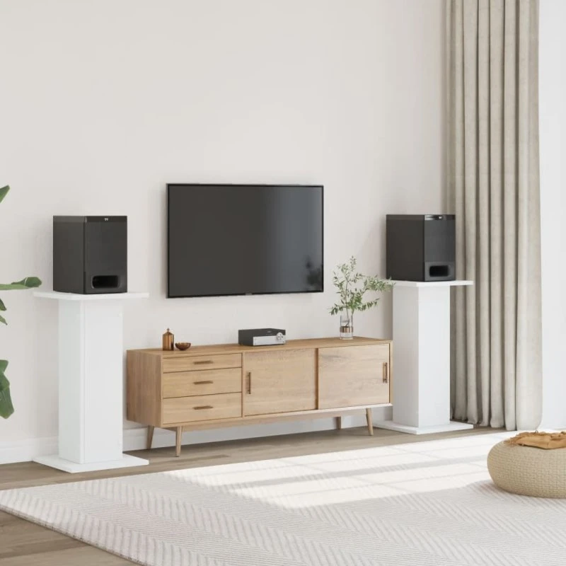 Højtalerstativer 2 stk. 30x30x80 cm hvid (konstrueret træ)