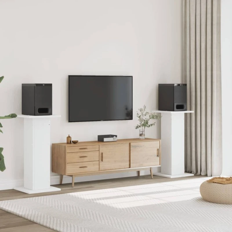 Højtalerstativer 2 stk. 30×30×95 cm – hvidt konstrueret træ