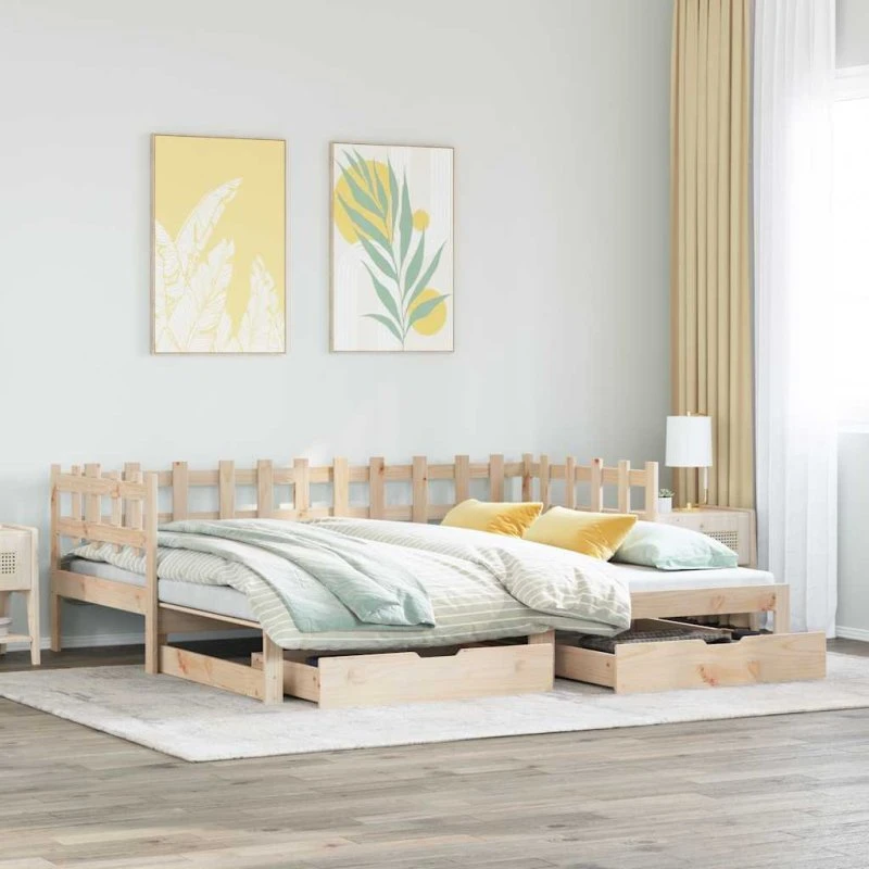 Daybed med udtræk & skuffer 90x200 cm (uden madras)