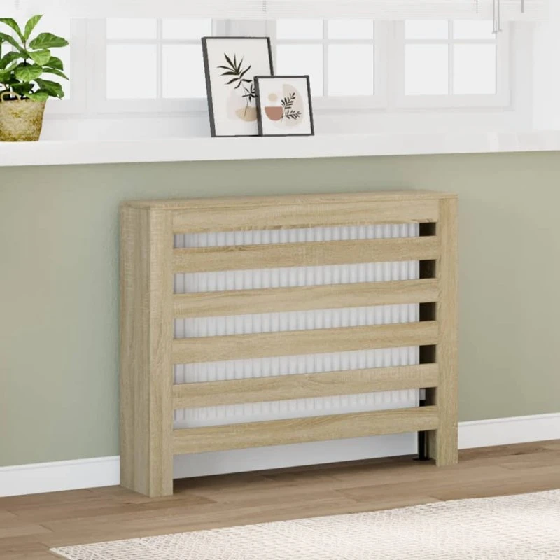 Radiatorskjuler 104x20x82 cm i sonoma-eg (konstrueret træ)