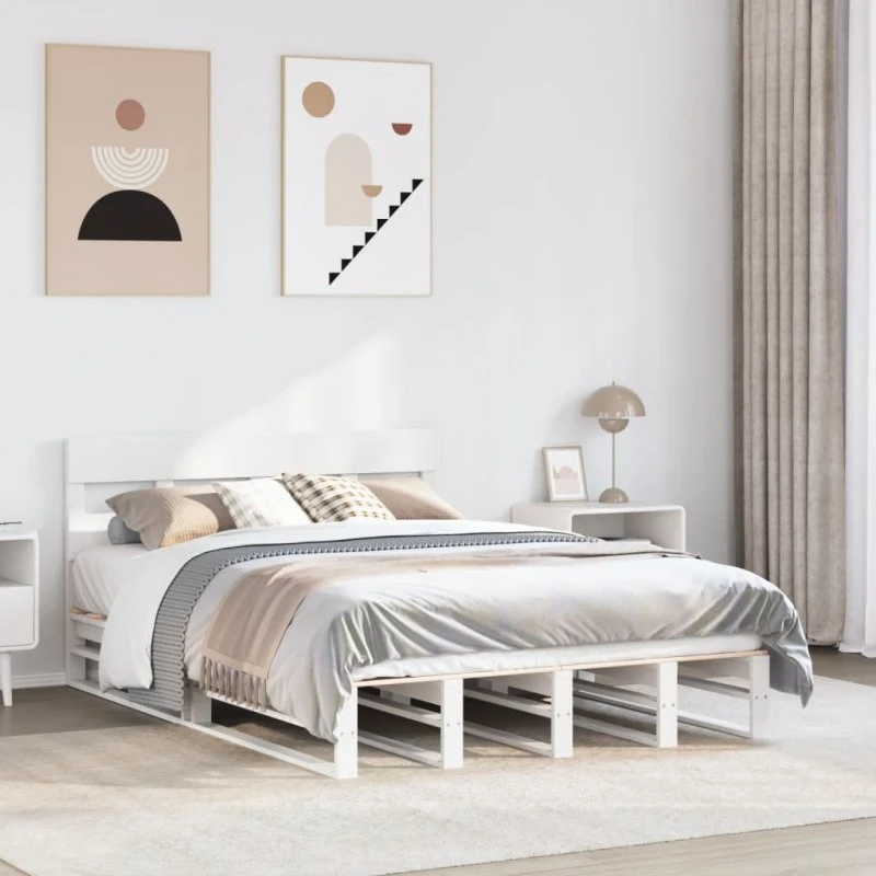 Sengeramme 150x200 cm i massivt fyrretræ, hvid