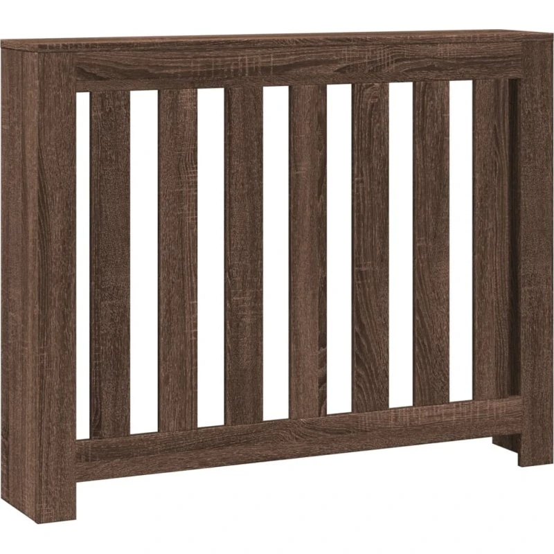 Radiatorskjuler 104x20x82 cm, brun egetræ - lameldesign