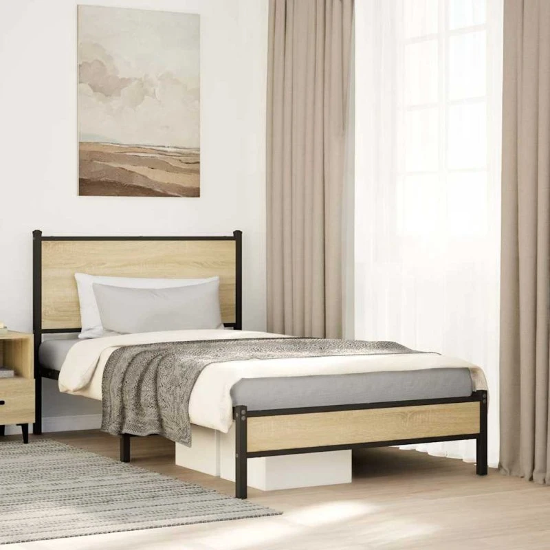 Sengeramme 107x203 cm i metal – Sonoma-eg (uden madras)