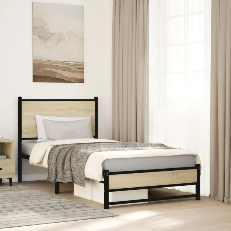 Sengeramme 75x190 cm i metal - Sonoma-eg (uden madras)