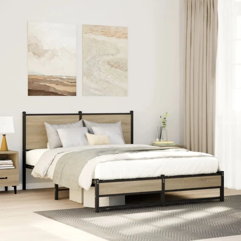 Sengeramme 137x190 cm i sonoma-eg (uden madras)