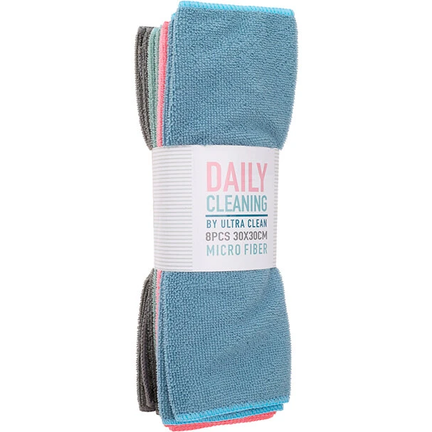 Ultra Clean Mikrofiberkludesæt 8 stk 30x30 cm (4 farver)