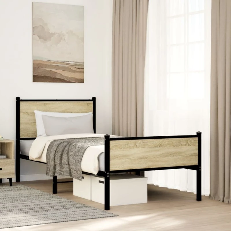 Sengeramme 80x200 cm i metal – Sonoma-eg (uden madras)