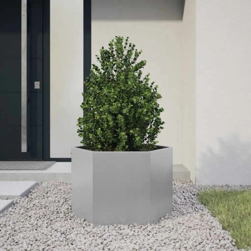 Sekskantet plantekasse 69x60x45 cm - galvaniseret stål