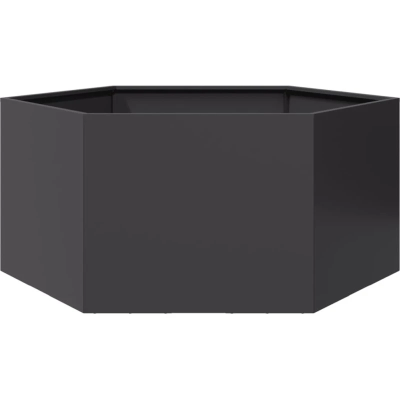 Sekskantet plantekasse i stål 104x90x45 cm - sort