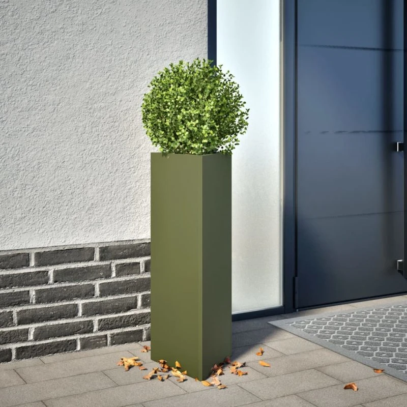 Plantekasser trekantede 2 stk. 30×26×75 cm - olivengrøn