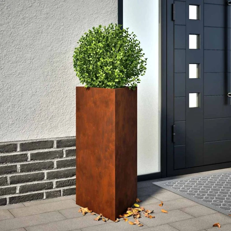 Trekantede plantekasser i vejrbestandigt stål 2 stk 40x40x75 cm