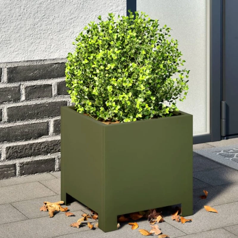 Plantekrukker i stål 2 stk. 30x30x30 cm – olivengrøn