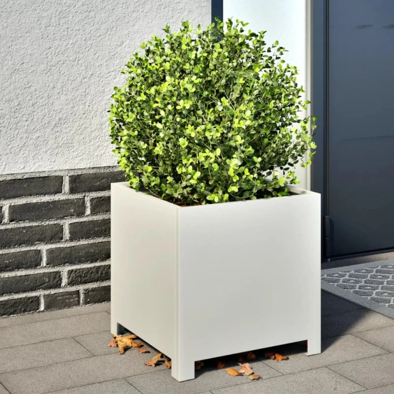 Plantekrukker i stål 2 stk. 40x40x40 cm – hvid