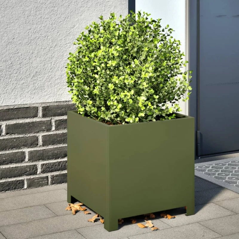 Plantekrukker i stål 2 stk. 40x40x40 cm - olivengrøn