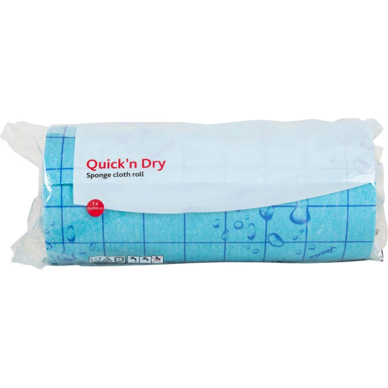 Vileda Quick'N Dry aftørringsklud på rulle blå 1000x25 cm