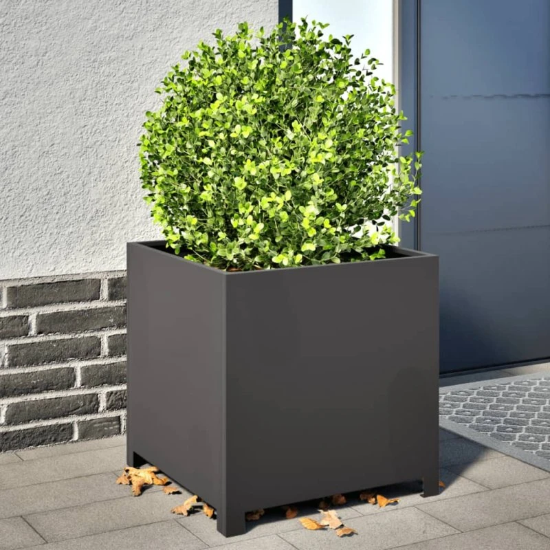 Sort stål plantekrukke 50x50x50 cm – robust plantekasse