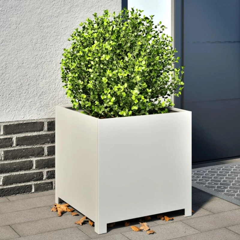 Plantekrukke i stål 50x50x50 cm – hvid