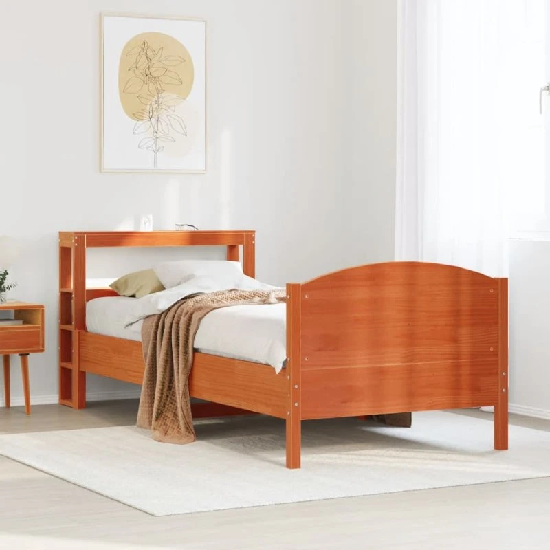 Sengeramme 90x200 cm i massivt fyrretræ – gyldenbrun