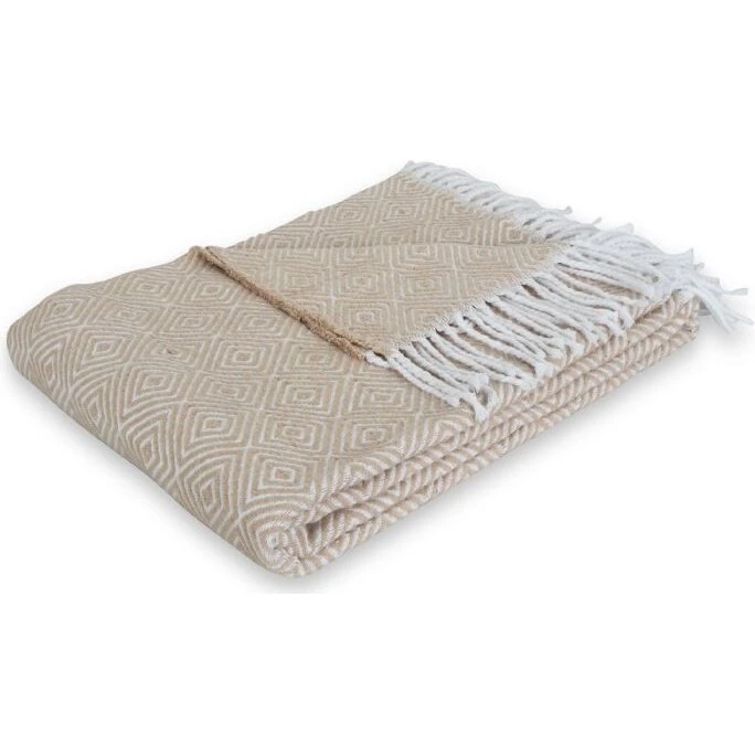 Nordstrand Home Plaid 130x200 cm - Mocca/hvid 60% bomuld