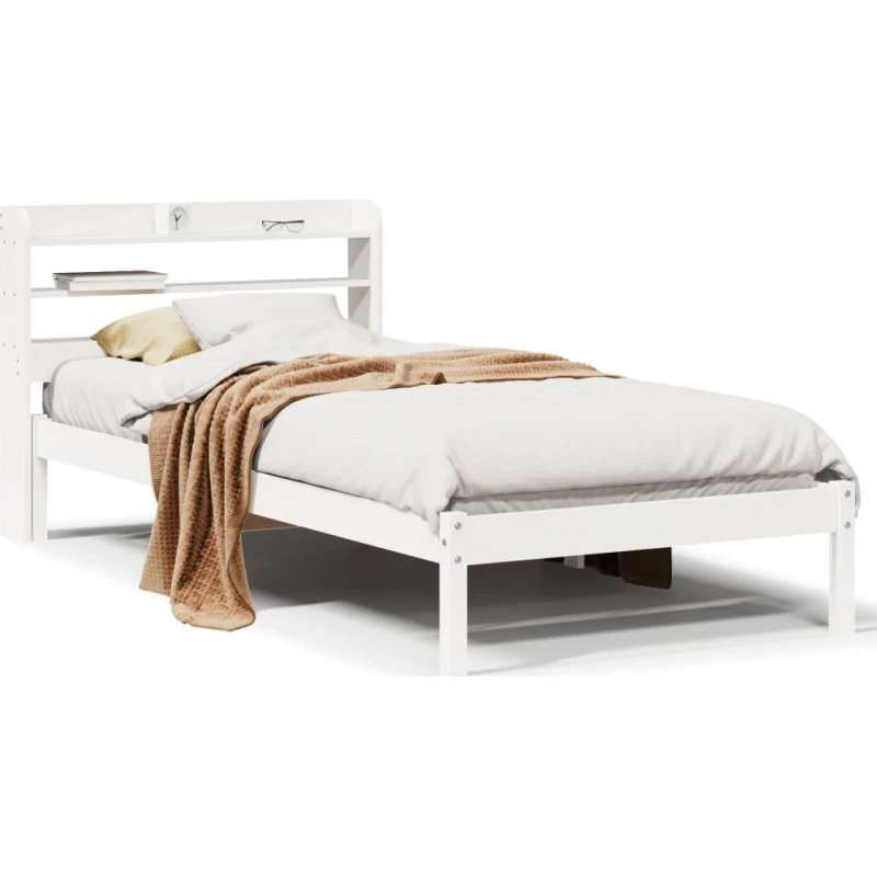 Sengeramme i massivt fyrretræ 75x190 cm, hvid (uden madras)