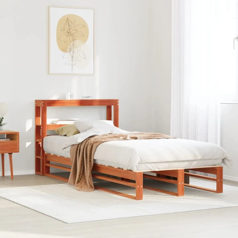 Sengeramme 90x200 cm i massivt fyrretræ - gyldenbrun
