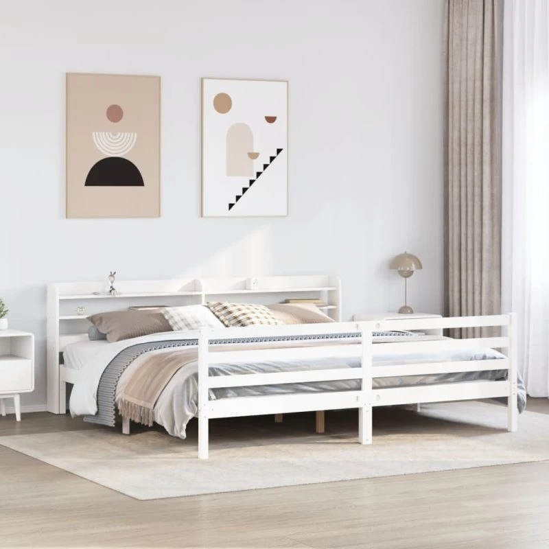 Hvid sengeramme i fyrretræ m. hovedgærde 180x200