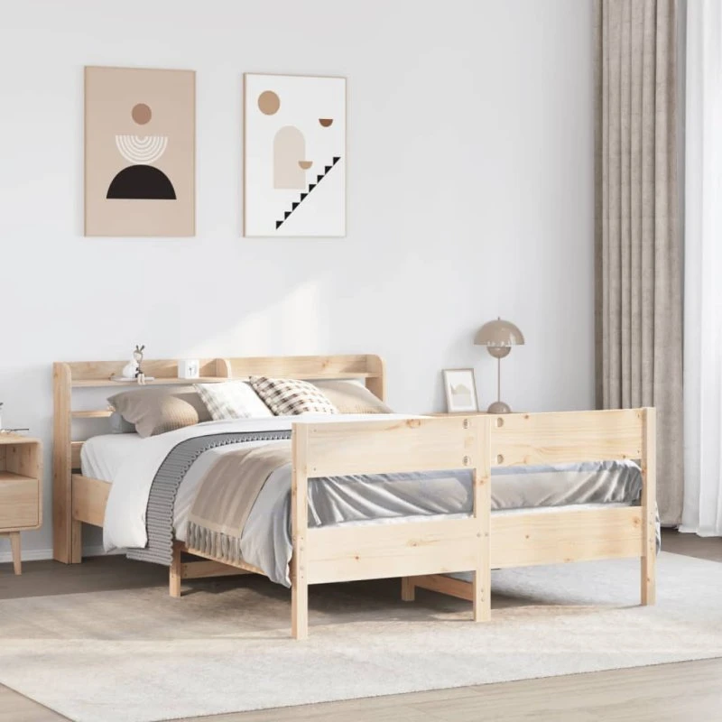 Sengeramme i massivt fyrretræ 140x190 cm – uden madras