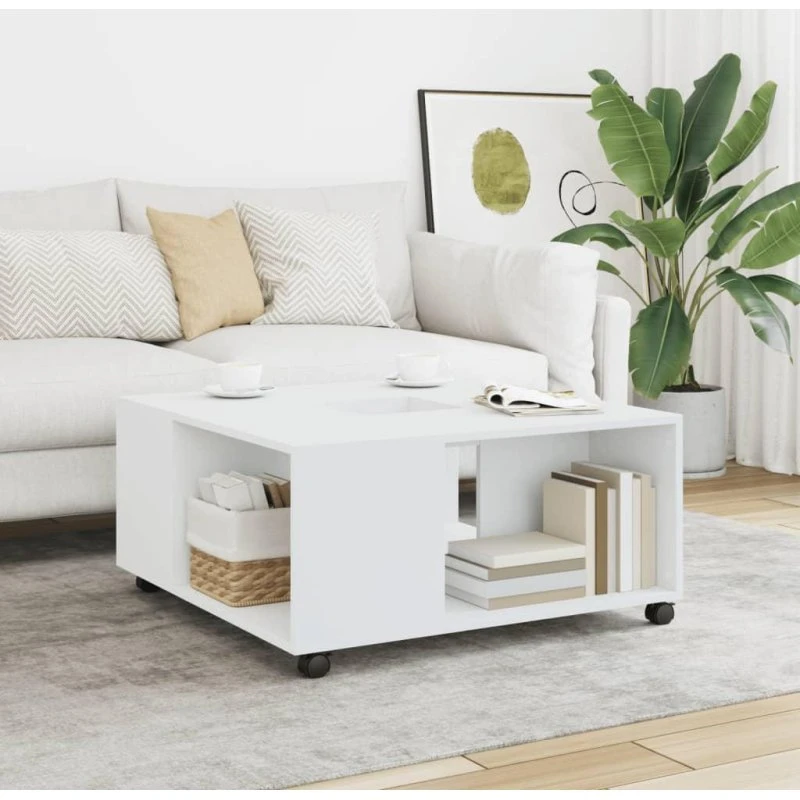 Sofabord 80x80x40 cm i hvidt konstrueret træ