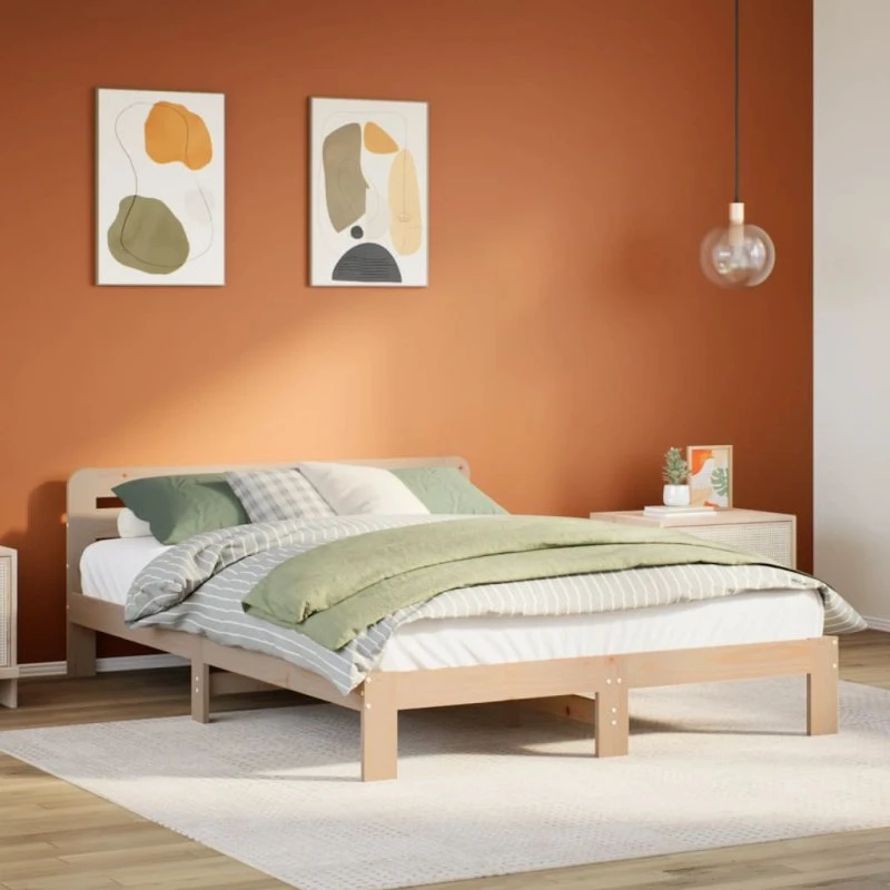 Sengeramme 135x190 cm i massivt fyrretræ - hvid (uden madras)