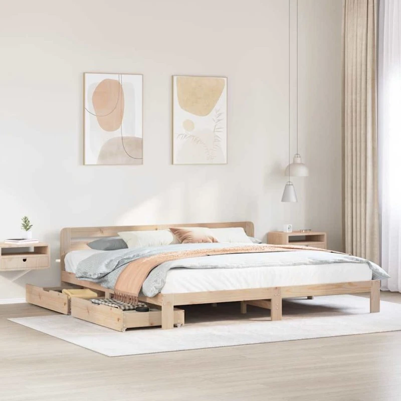 Sengeramme 200x200 cm i massivt fyrretræ