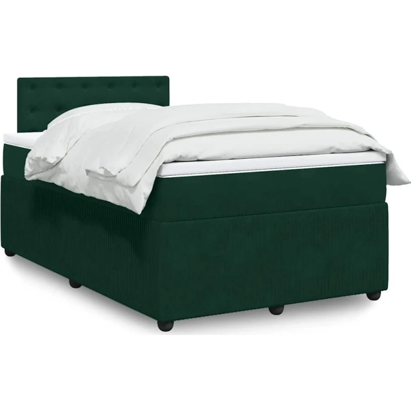 Kontinentalseng 120x190 velour mørkegrøn med madras
