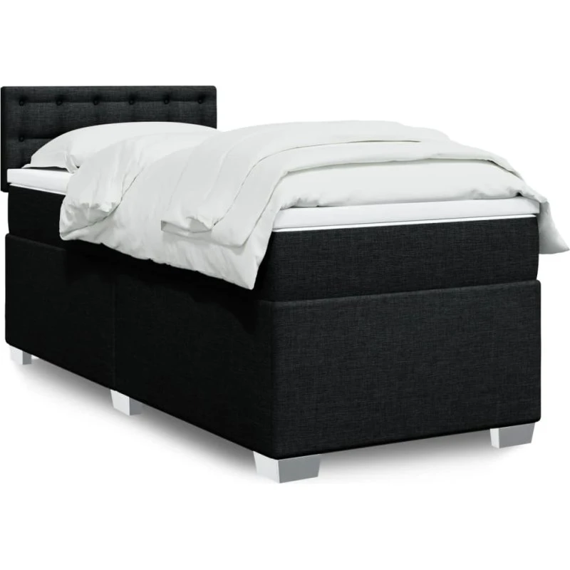 Kontinentalseng 100x200 cm med madras - sort stof
