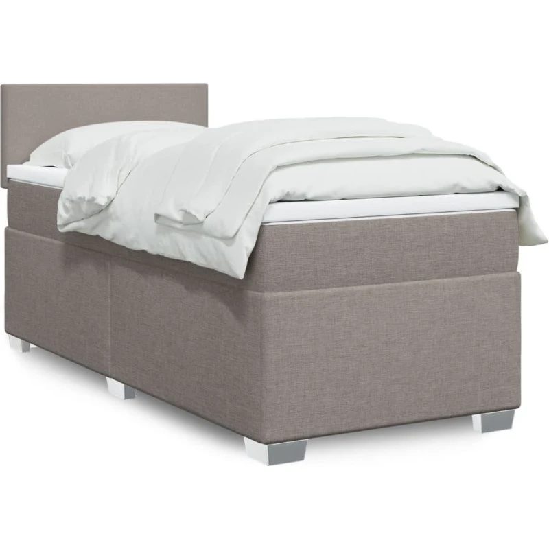 Kontinentalseng 90x190 cm med pocketmadras, gråbrun stof