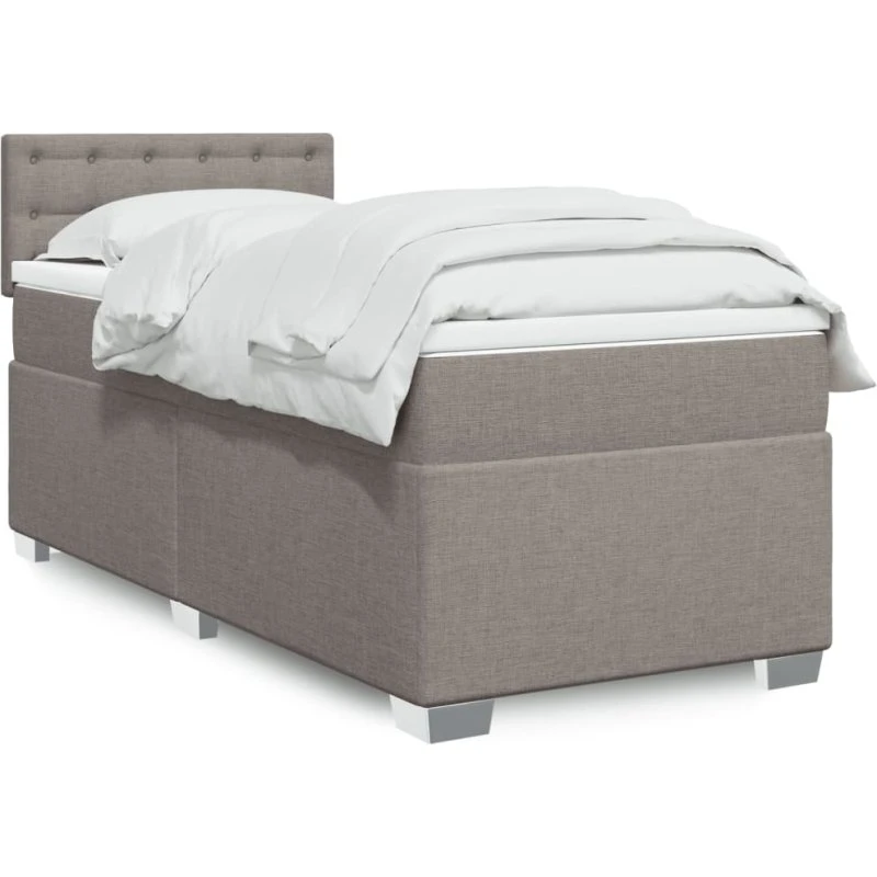 Kontinentalseng 90x190 cm med madras - gråbrun stof