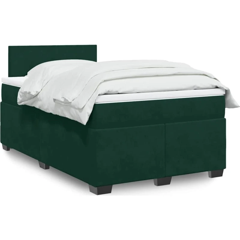 Kontinentalseng 120x190 cm i mørkegrøn velour med madras
