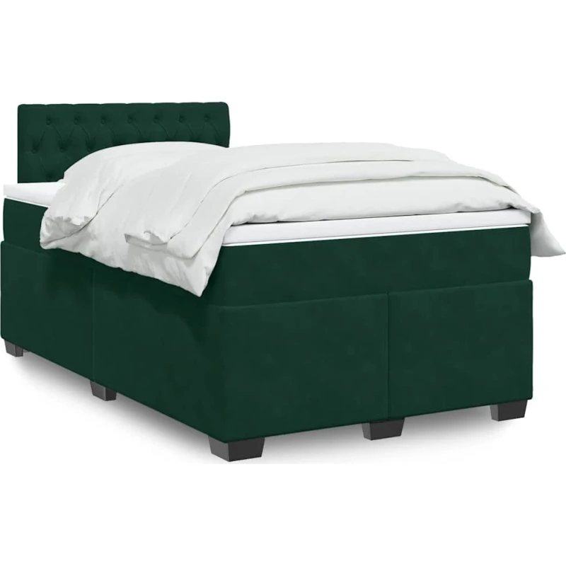 Kontinentalseng 120x190 cm med velour madras - Mørkegrøn