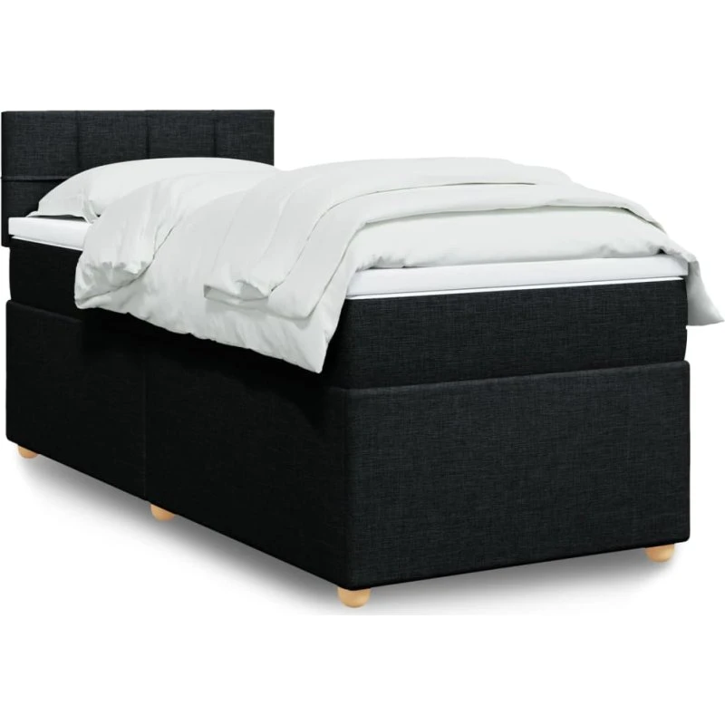 Kontinentalseng 90x200 cm med pocketmadras – sort stof