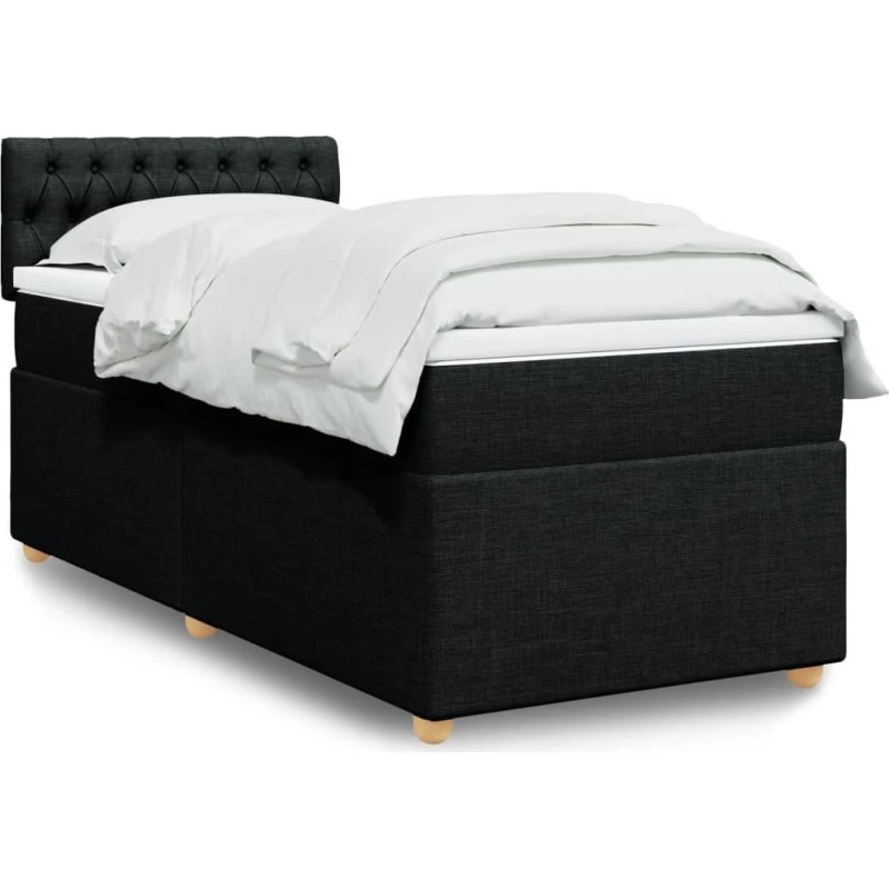 Kontinentalseng 90x200 cm med pocketmadras – sort stof