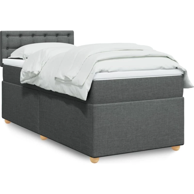Kontinentalseng 90x200 med pocketmadras - mørkegrå