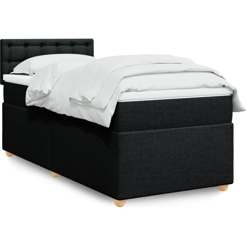 Kontinentalseng 90x200 cm med pocketmadras - sort stof